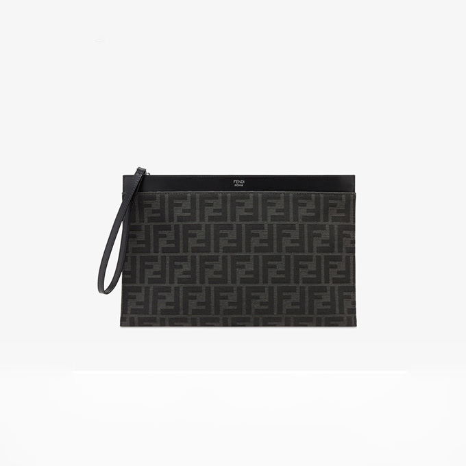 fendi ff monogram canvas clutch pouch